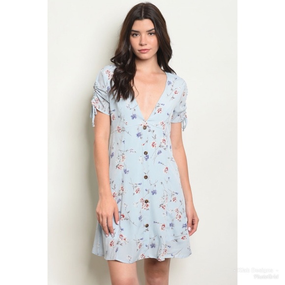 ❤️LAST! Baby Blue Lined Floral Dress! - Picture 2 of 2